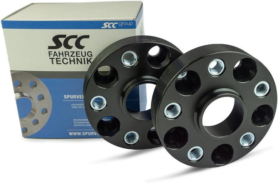 SCC Spurverbreiterung 13014BWS - Buchse schwarz eloxiert - LK: 130/5 NLB: 71,6 GEW: M14x1,5 - 30mm -