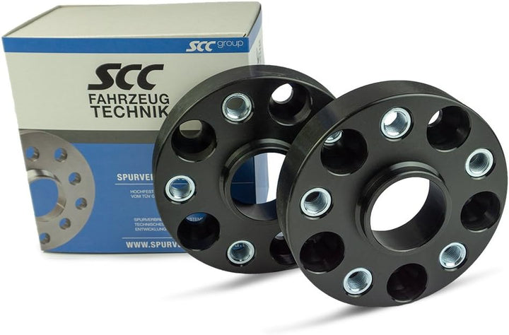 SCC Spurverbreiterung 13014BWS - Buchse schwarz eloxiert - LK: 130/5 NLB: 71,6 GEW: M14x1,5 - 30mm -