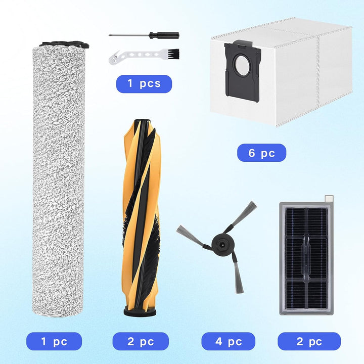 Zubehör Set für Mova Z60 Ultra Roller Complete Saugroboter, Ersatzteile mit 2 Hauptbürste, 1 Rollenw