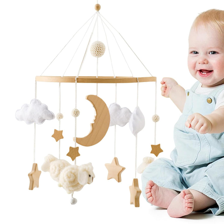 Beistellbett Mobile, Baby Deko, Wolken Deko, Babybett Zimmerdeko Hängespielzeug, Beruhigendes Intera