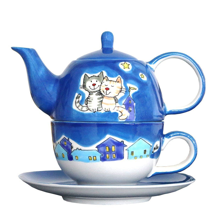 Mila Keramik Tee-Set: Tea for One, NachtKatzen | MI-99425 | 4045303994256