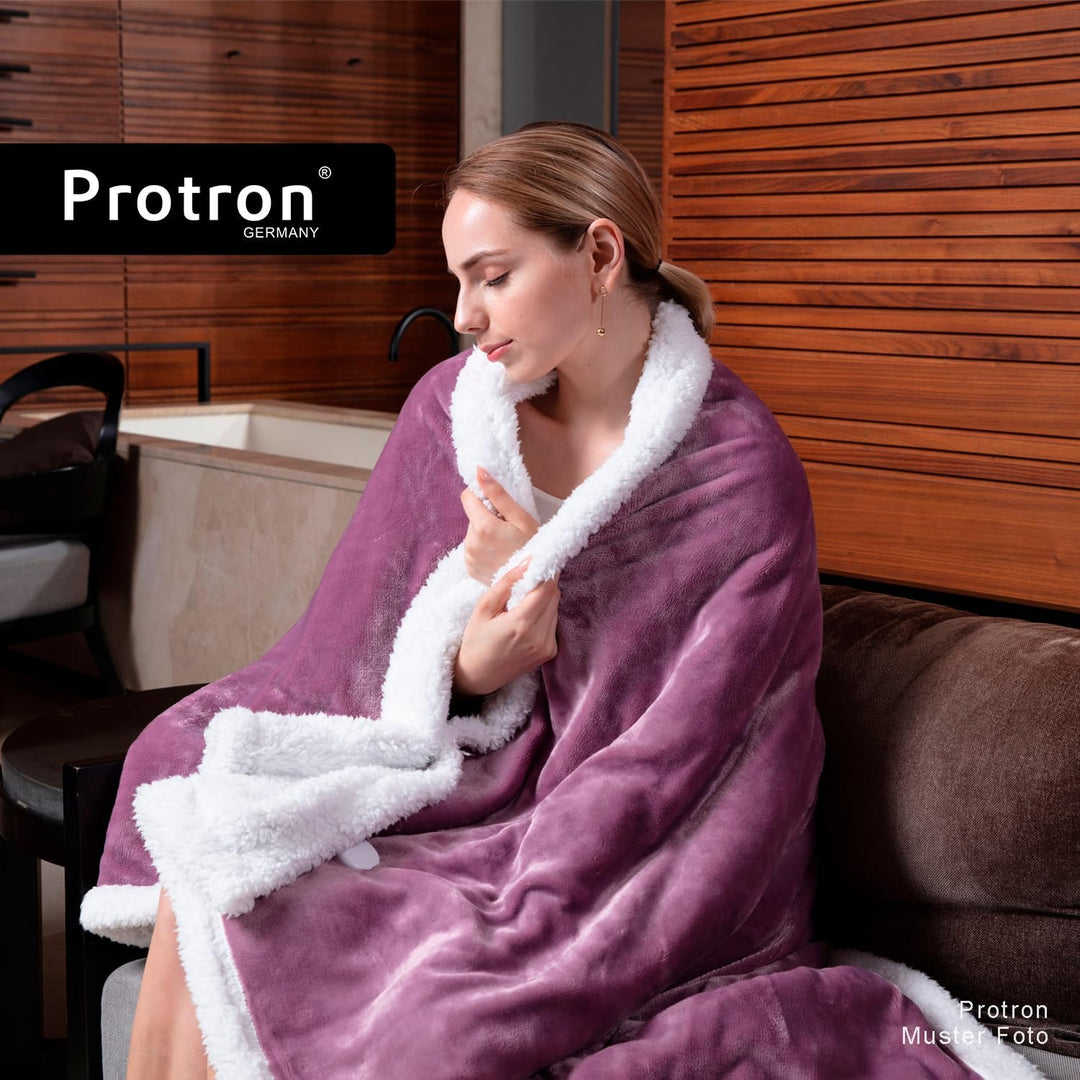 Protron Elektrische Wärmedecke Wärmebett Kuscheldecke mit Abschaltautomatik, 9 Heizstufen, LED Überh