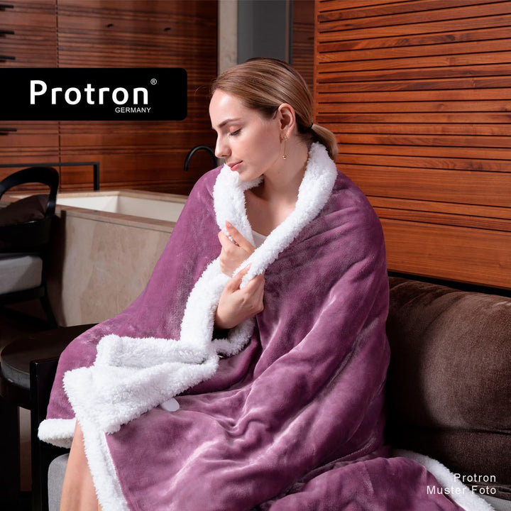Protron Elektrische Wärmedecke Wärmebett Kuscheldecke mit Abschaltautomatik, 9 Heizstufen, LED Überh