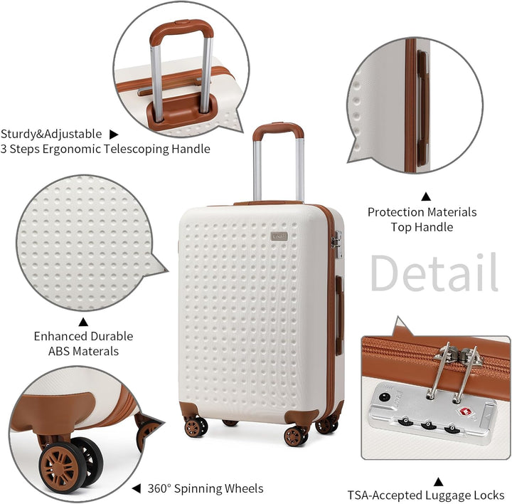 KONO Koffer Trolley Mittelgross Hartschalenkoffer Reisekoffer von ABS Hartschalen Handgepäck mit 4 S