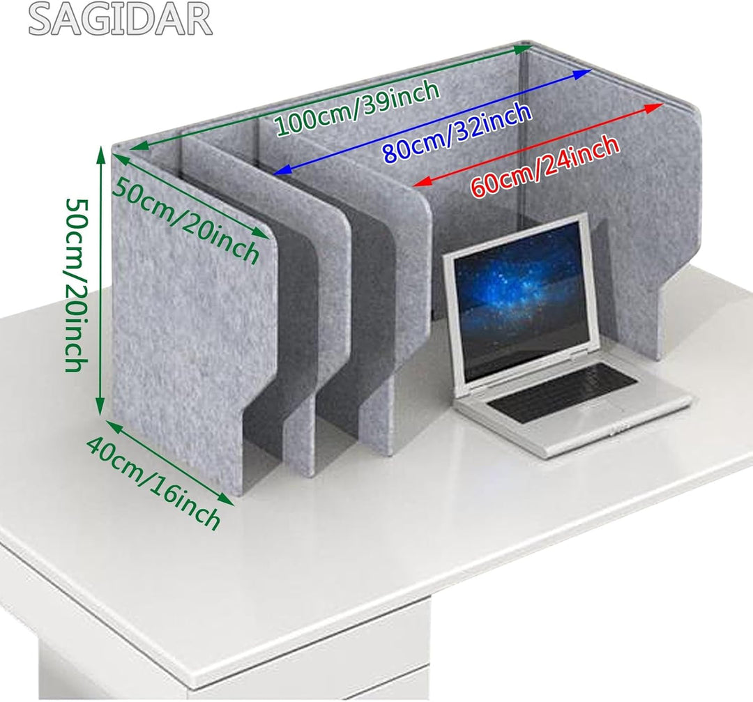 SAGIDAR Schreibtisch Trennwand Filz, Büro Desktop Schallwand 60/80/100cm, Table Divider Polyesterfas