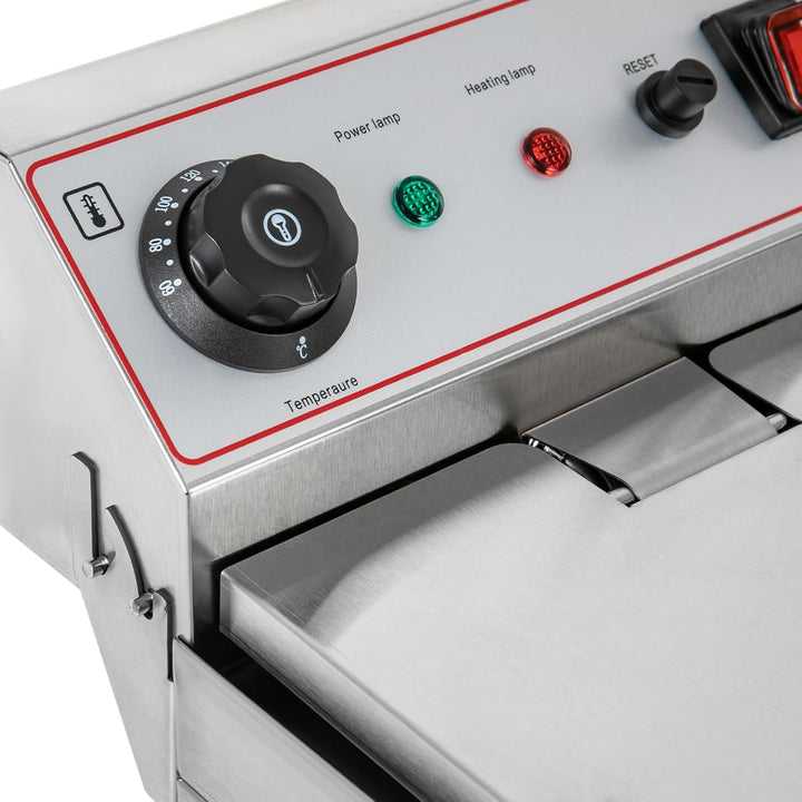 Elektrische Friteuse Gewerbliche, 6000W Küchenbratmaschine 2 * 10 L Körben, Einstellbare Temperatur