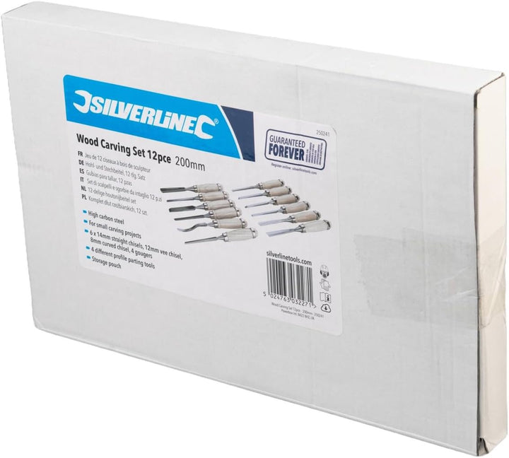 Silverline 250241 Hohl- und Stechbeitel, 12-tlg. Satz 200 mm Single, Single