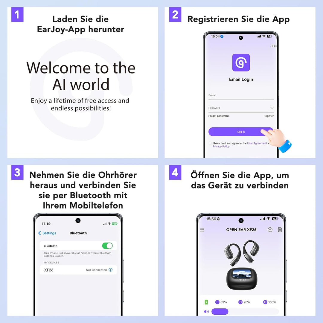 BEARTAIN Ki Übersetzer Kopfhörer, 3-in-1 Übersetzungskopfhörer mit echtzeit übersetzung, 150 Sprache