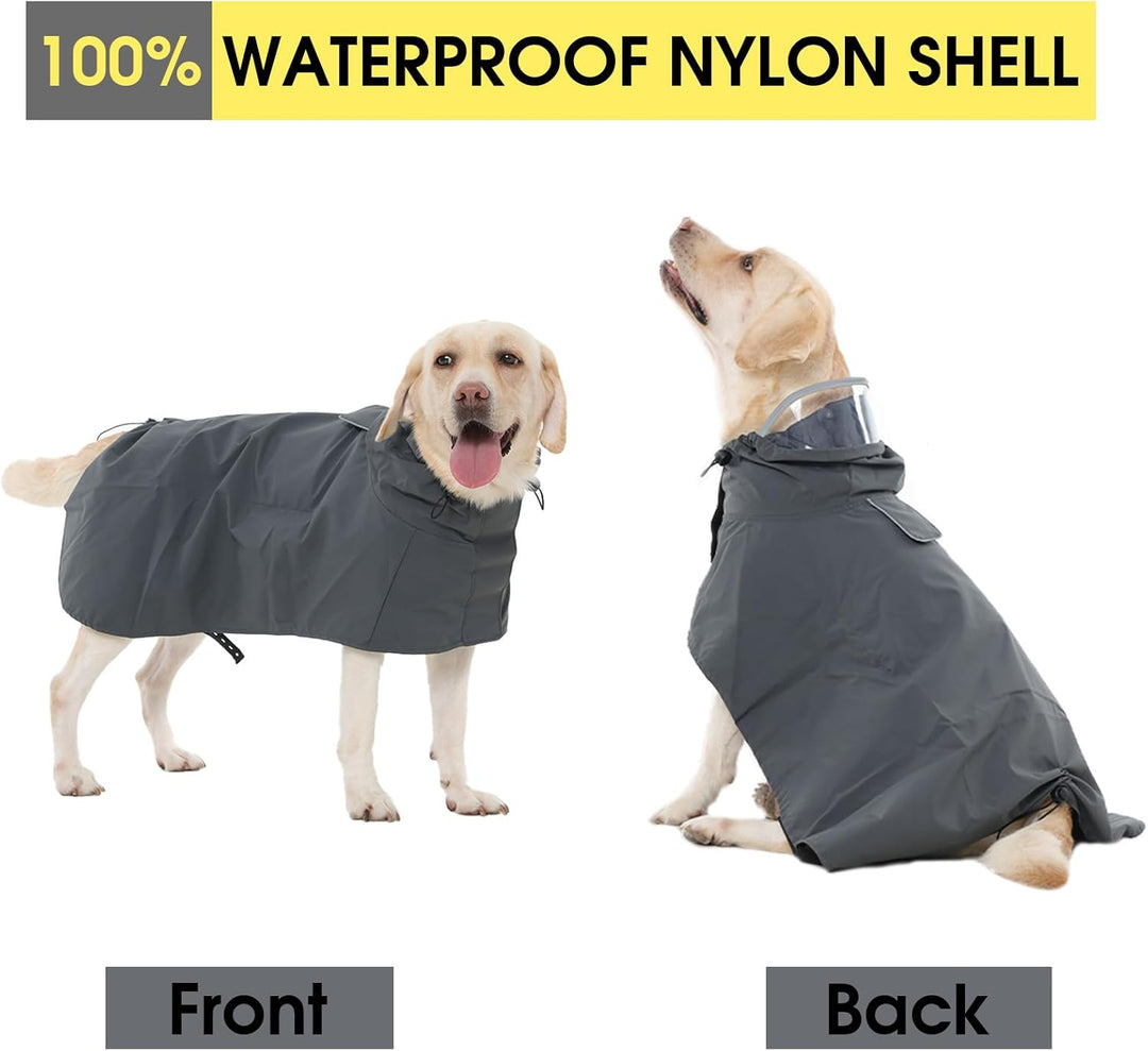 Regenmantel Hund L, Wasserdicht Hunderegenmantel mit Kapuze, Reflektierende Elemente, Verstellbar, H