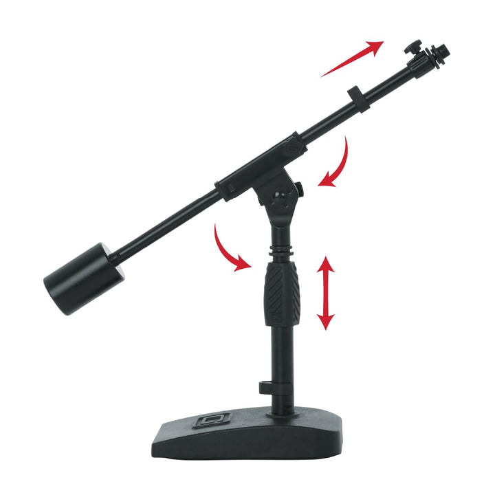 Gator Frameworks Short Weighted Base Microphone Stand with Telescopic Boom Arm and 2.5 Lbs Counter W