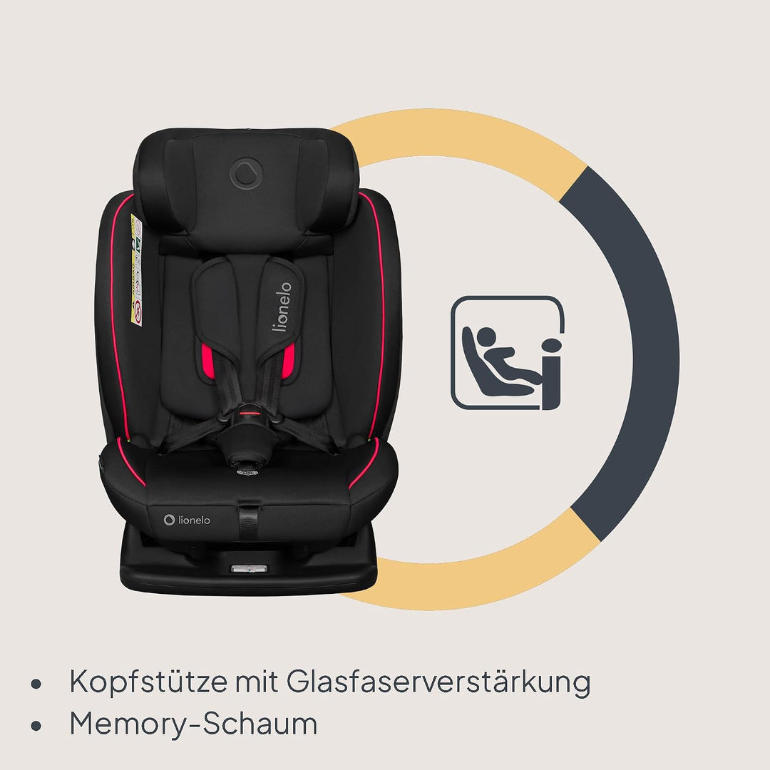 LIONELO AART I-SIZE Autositz für Kleinkinder 40-150 cm, Montage mit Sicherheitsgurten, Kopfstützen-