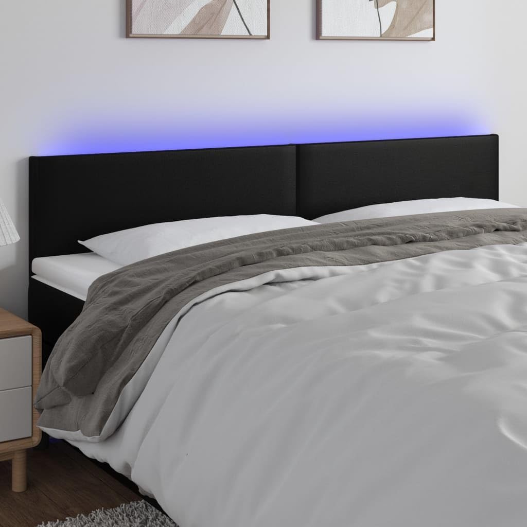 vidaXL LED Kopfteil, Bettkopfteil mit Holzbeinen, Höhenverstellbar Polsterkopfteil für Bett, Betthau