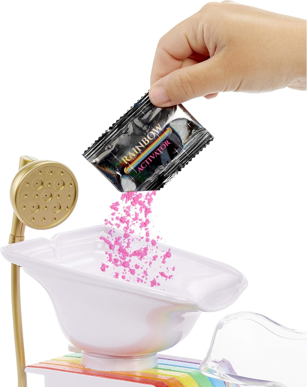 Rainbow High 567448E7C Salon Playset, Frisörsalon mit Salon-Stuhl mit Wasserfunktion und über 20 wei