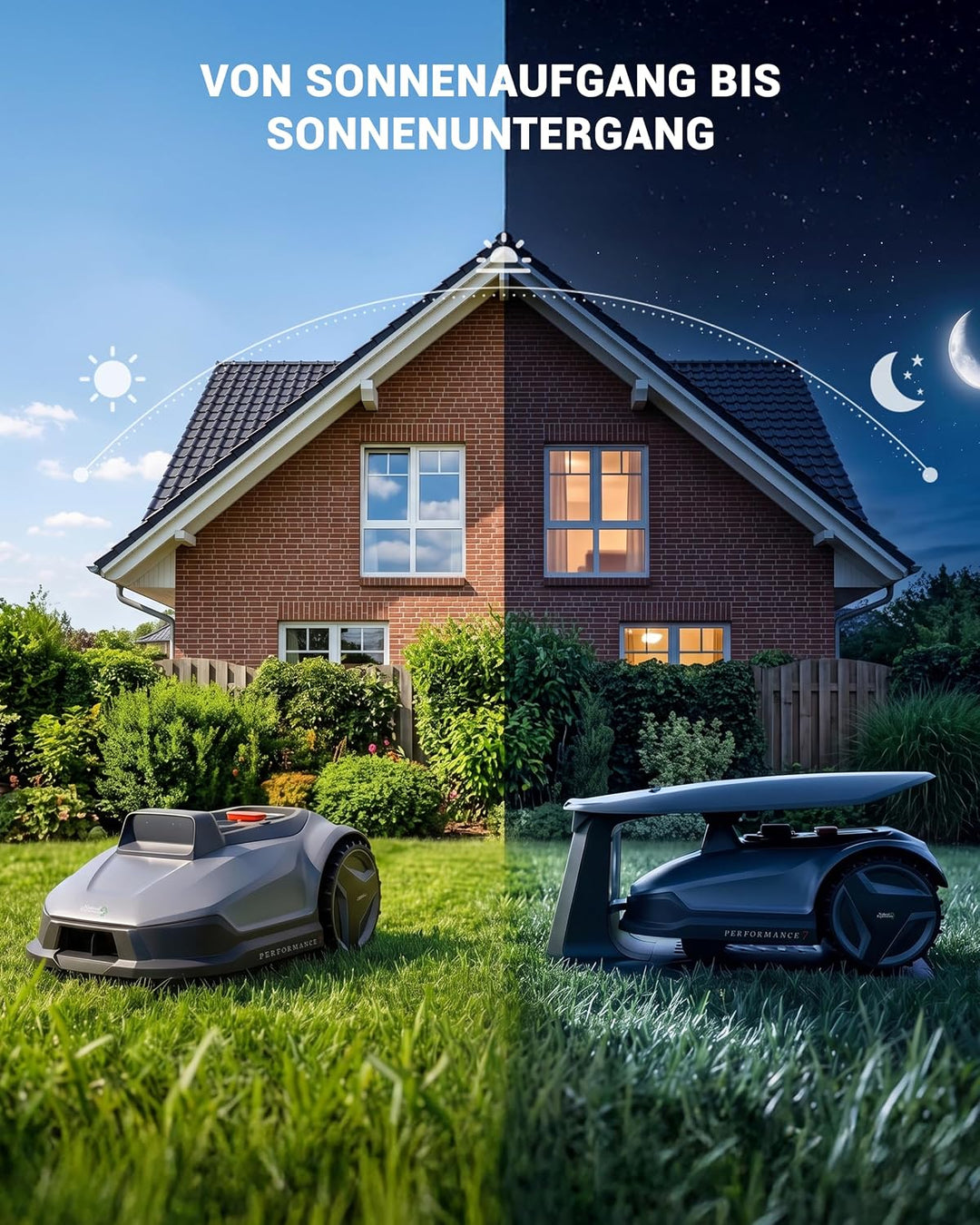 Natural Expressions Performance 7 Mähroboter ohne Begrenzungskabel mit Garage, 500m² Rasenmäher kein