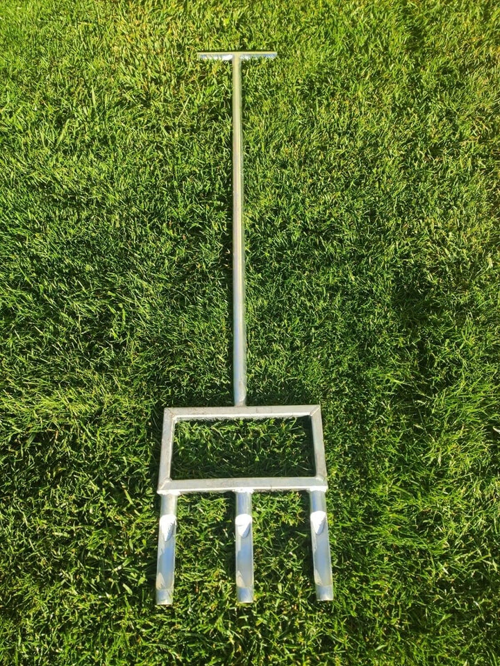 SattesGrün Gartengabel Aerifizierer Rasenbelüfter Aerifiziergabel Vertikutierer Rasen sanden, Silber