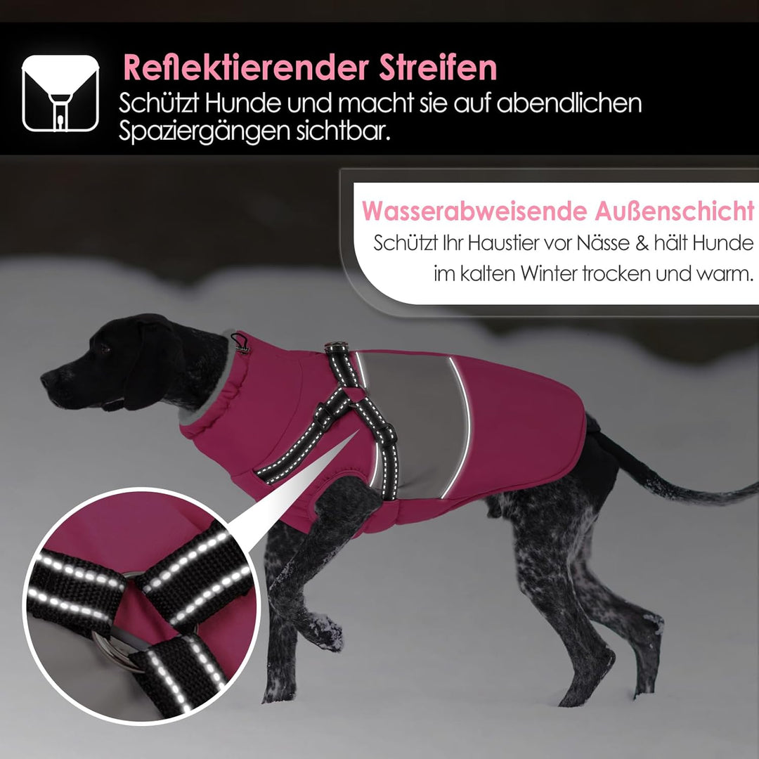 AOFITEE Hundemantel Winter, Wasserdicht Warme Hundejacke Wintermantel für Grosse Hunde, Reflektieren