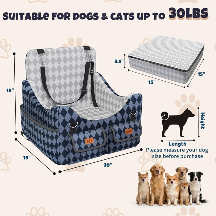 Hundeautositz Hundesitz Kleine Hunde- und Mittelhunde bis 16 kg (35 lbs), Hundebooster mit Memory-Sc