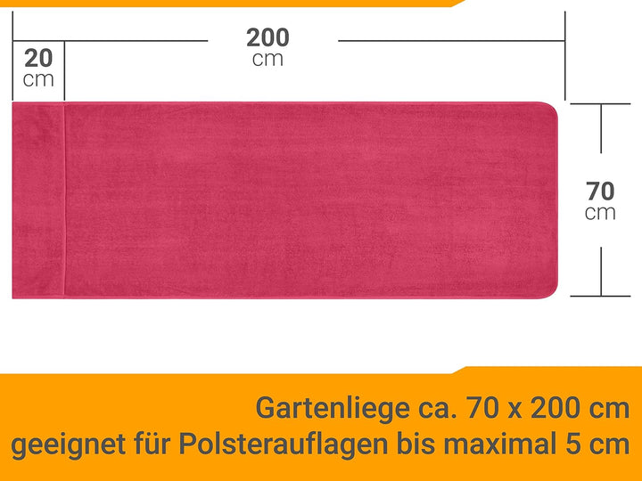 npluseins 2er Pack Auflagen für Sonnenliege und Gartenliege 1594.2319, Liege 70 x 200 cm, Bordeaux L