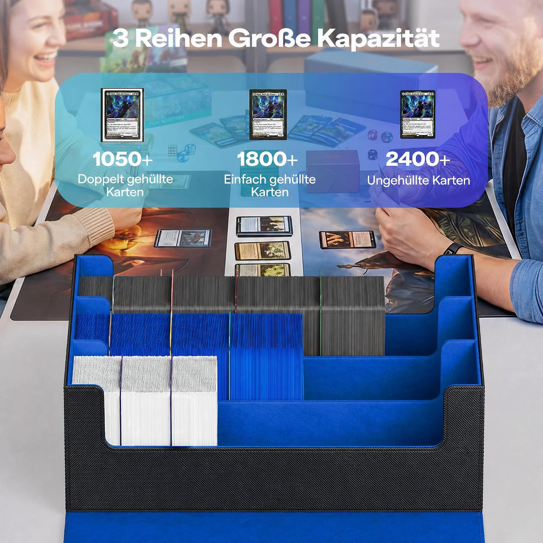 UAONO Sammelkarten-Aufbewahrungsboxen für 1800+ Karten, Premium Magnetic Deck Boxen, Leather Deck Ca