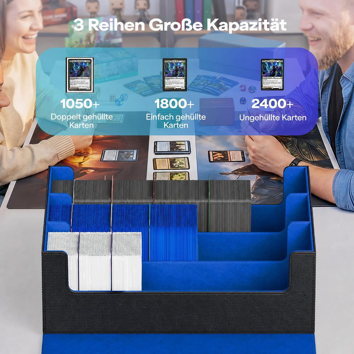 UAONO Sammelkarten-Aufbewahrungsboxen für 1800+ Karten, Premium Magnetic Deck Boxen, Leather Deck Ca