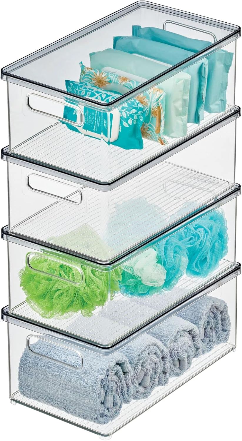 mDesign 4er-Set Kosmetik Organizer – praktische Kosmetikaufbewahrung aus Kunststoff mit abnehmbarem