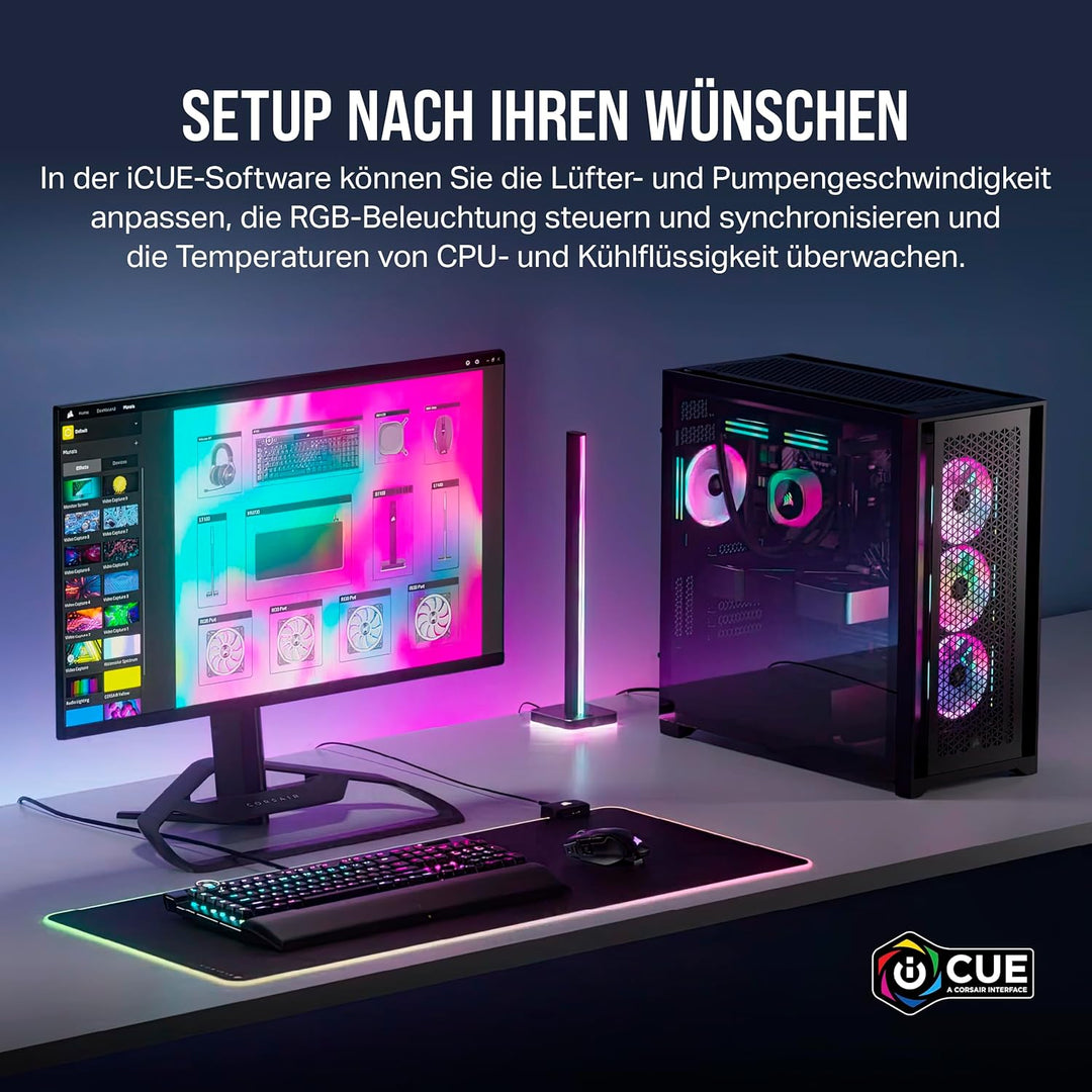 CORSAIR iCUE LINK H100i RGB Flüssig-CPU-Kühler - 240mm AIO - QX120 RGB-Lüfter - Passend Für Intel® L