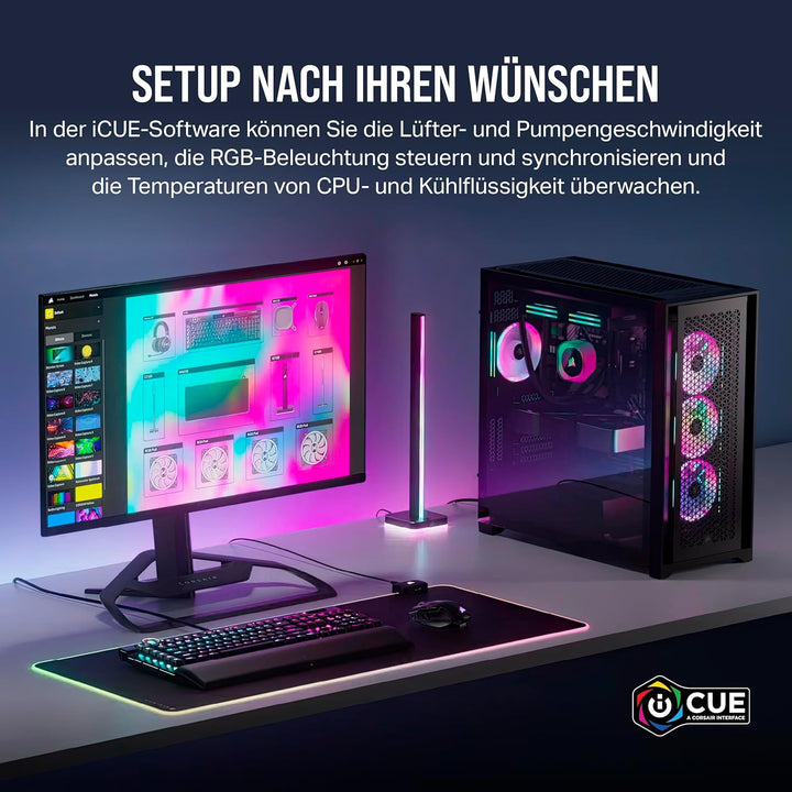 CORSAIR iCUE LINK H100i RGB Flüssig-CPU-Kühler - 240mm AIO - QX120 RGB-Lüfter - Passend Für Intel® L
