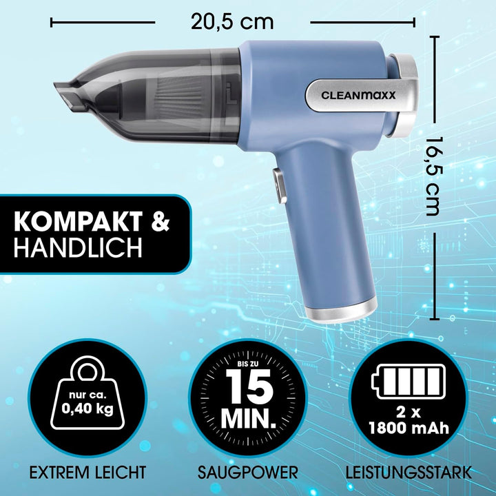 CLEANmaxx 2in1-Handstaubsauger mit Saug- & Gebläsefunktion | Akkusauger - kabellos & leistungsstark