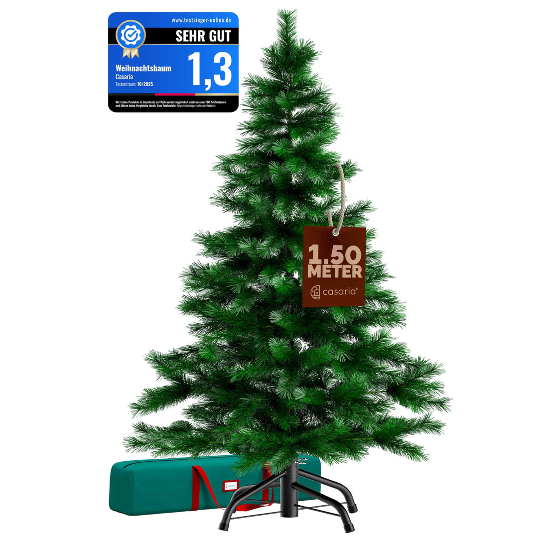 CASARIA® Weihnachtsbaum künstlich 150cm dichte Spitzen schneller Aufbau Metallständer naturgetreu sc