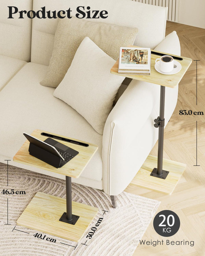 Apetaccat Beistelltisch C-Form, 360°Rotierend Couchtisch Klein, Höhenverstellbar Sofatisch,40x30x(45