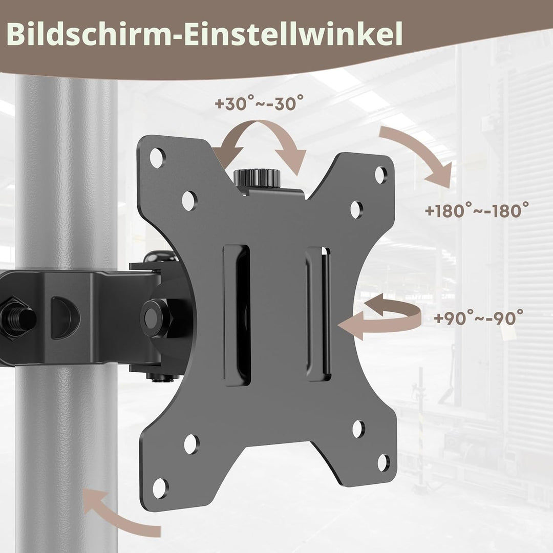 WORLDLIFT Universalhalterung Masthalterung für 17"-32" Bildschirme Unterstützt bis zu 8kg, Full Moti