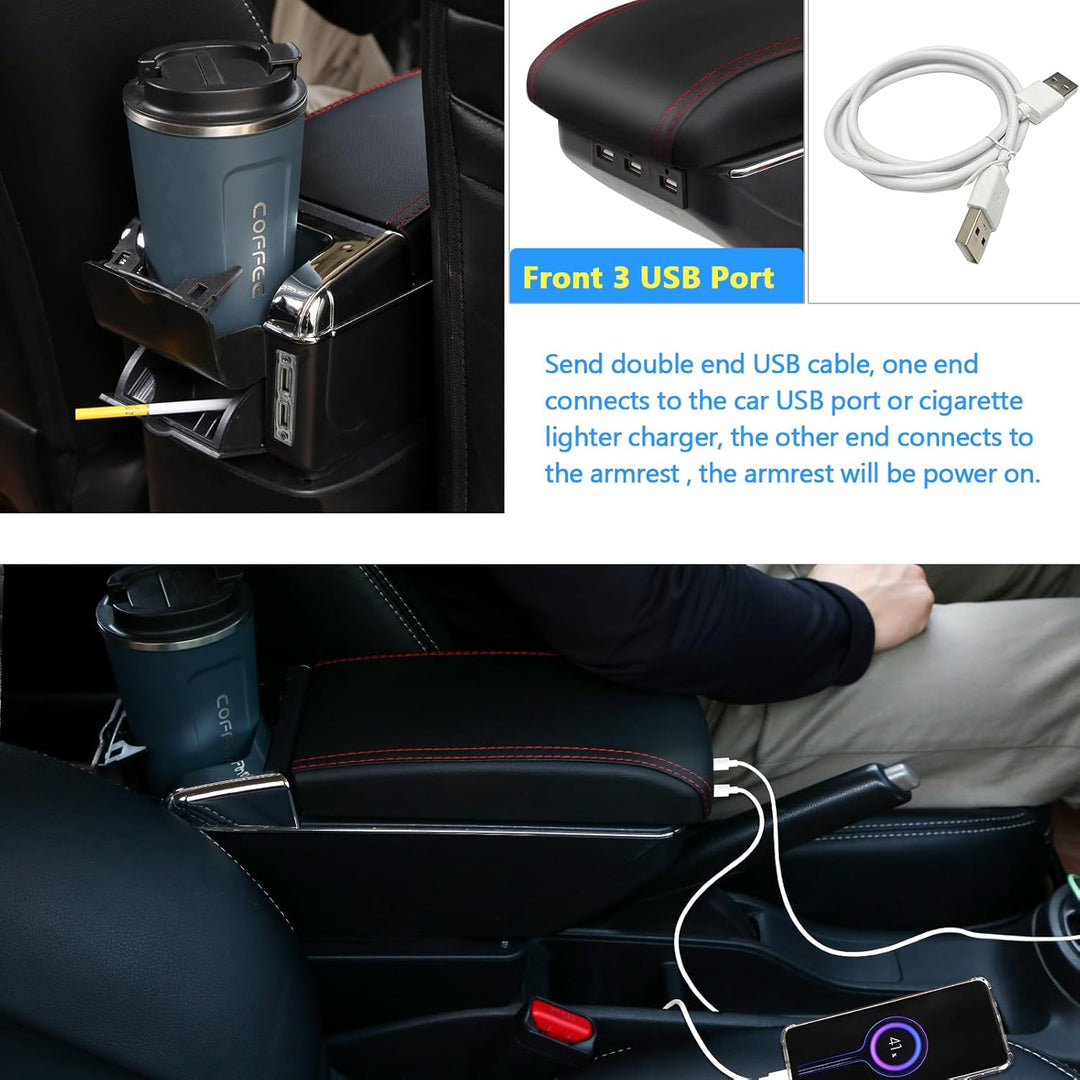 für Berlingo 2010 - 2020 Armlehne Mittelkonsole Aufbewahrungsbox Drehbar Mit Getränkehalter Doppelsc