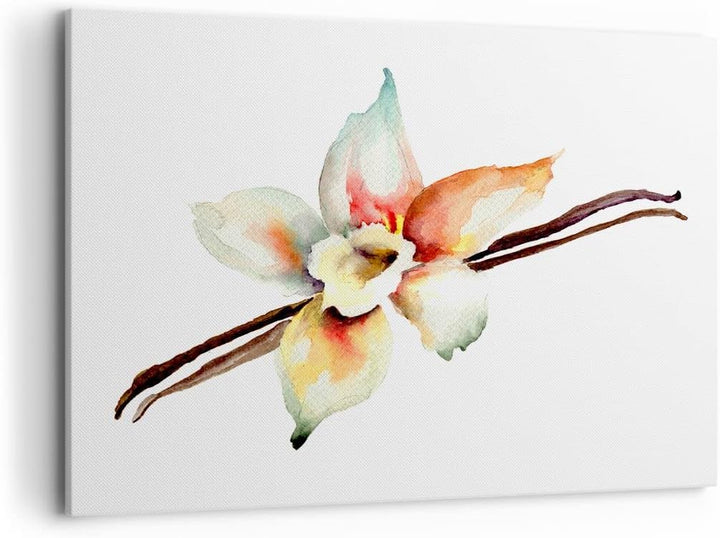 Bilder auf Leinwand 100x70cm Leinwandbild Vanille Gewürz Blume Pflanze Gross Wanddeko Bild Schlafzim