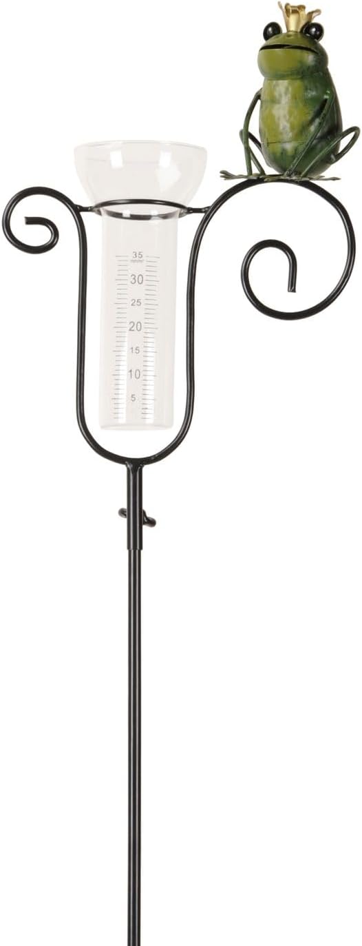 NETPROSHOP Regenmesser Rabe oder Frosch am Stab H: ca. 120 cm aus Metall u. Glas, Auswahl:Froschkoen