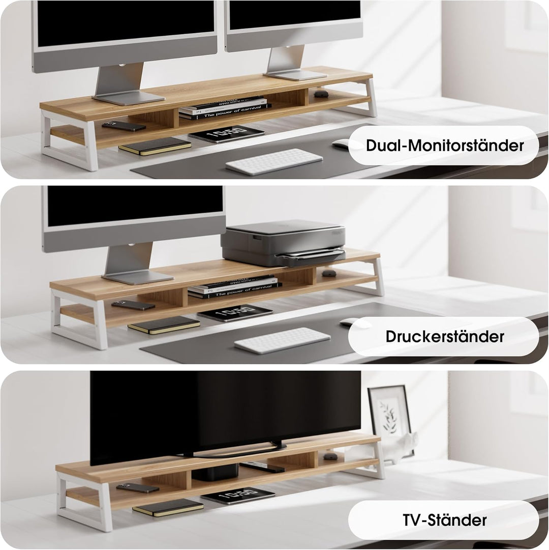 Fenge Dual Monitorständer Riser 108cm Grosse Computer Bildschirmständer für PC/Laptop/Fax/Drucker/TV