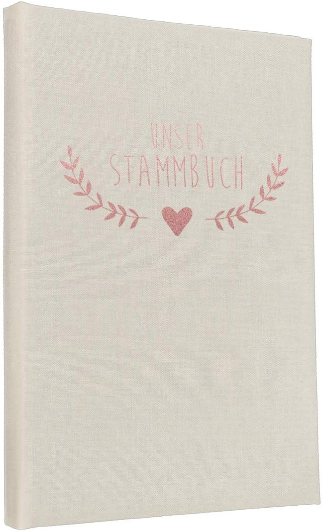 Stammbuch der Familie Boho Creme - 21,0 cm x 15,0 cm - Buchbinderleinen Stammbuch Hochzeit - Familie