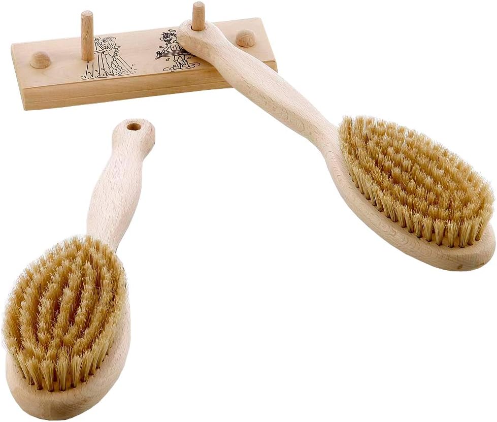 eliga Set mit 2 Sauna-Bürsten und Aufhängeleiste