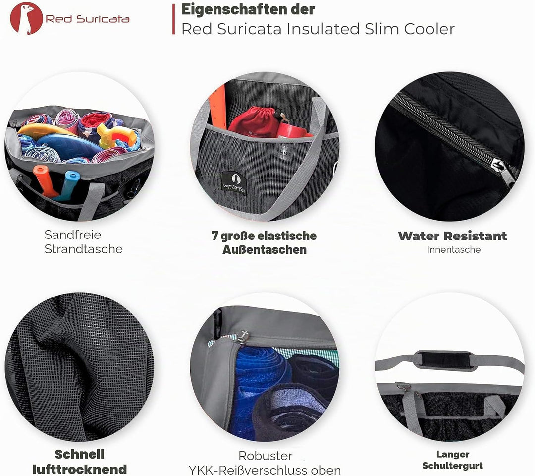 Red Suricata Ra-rso-lamebeba1 Netz-Strandtasche Schwartz/Grau, Schwartz/Grau