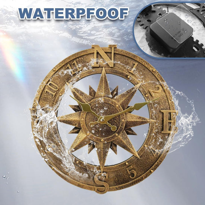 Outdoor Wanduhr 30 cm - Wasserdicht für Garten, Aussenbereich, Küche, Wohnzimmer - Industrial 3D Des