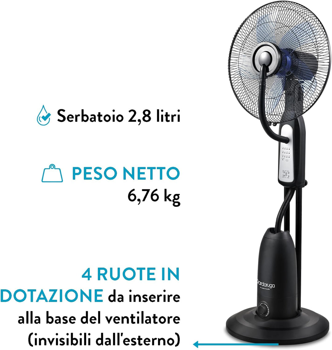 KLIMA Standventilator mit Sprühnebel Wasserkühlung Kühlfunktion DARDARUGA
