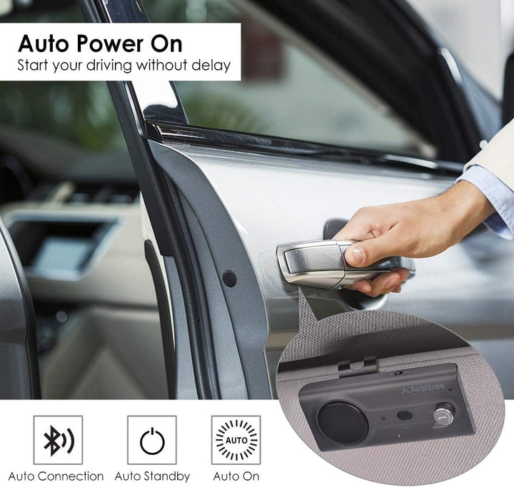 Avantree CK11 Kfz Bluetooth 5.0 Freisprecheinrichtung Freisprechanlage Car Kit für Sonnenblende, Lau