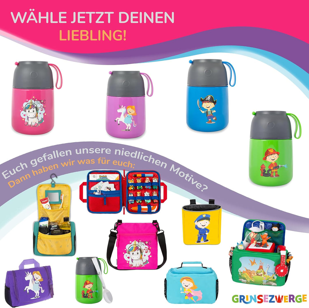 Kinder Thermobecher 500ml für Speisen und Getränke | Edelstahl Thermobehälter für Essen | Warmhalteb