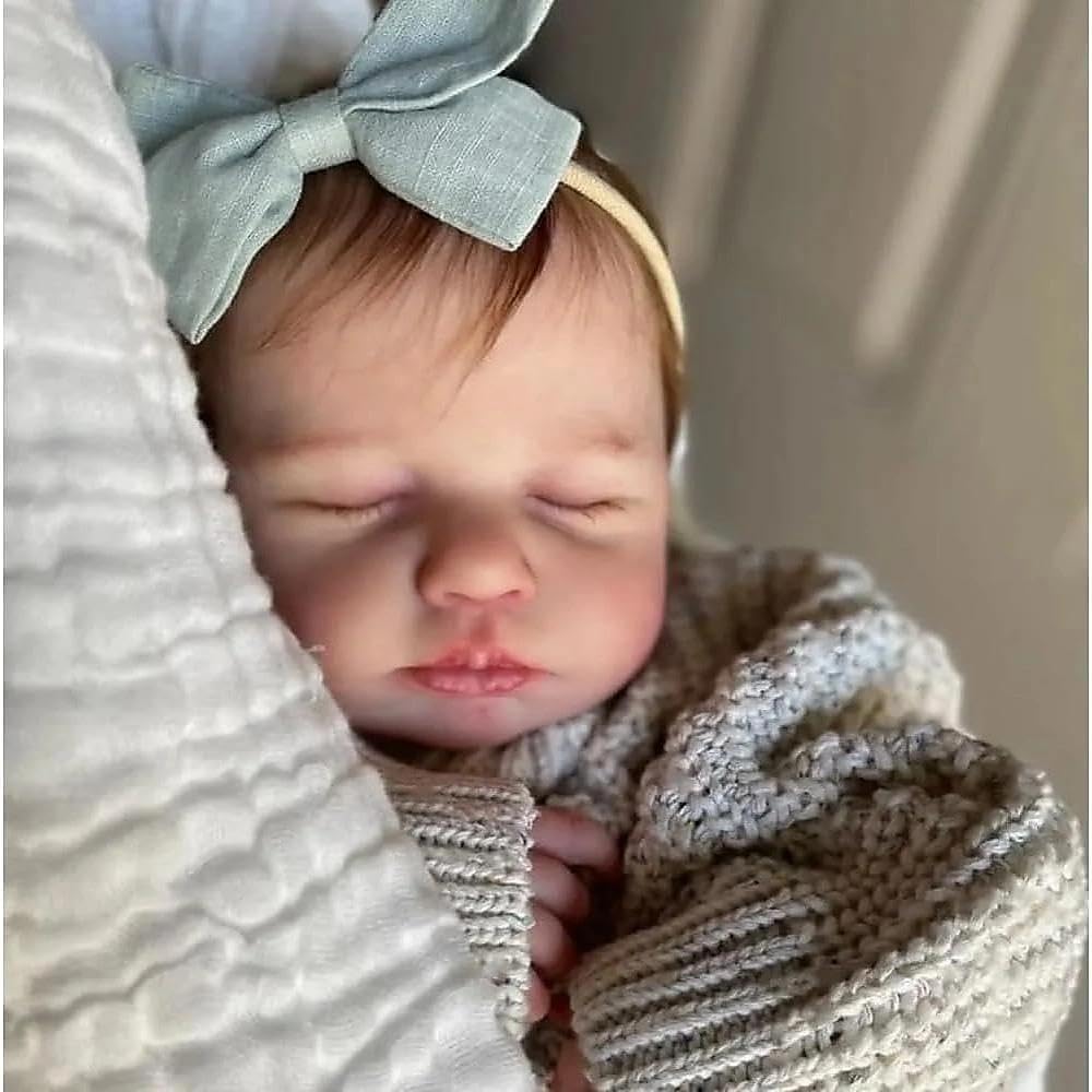 Zero pam Reborn Baby Vollsilikon Lebensecht Mädchen,50CM Lächelndes Silikon Baby Puppe Mit Haaren, S