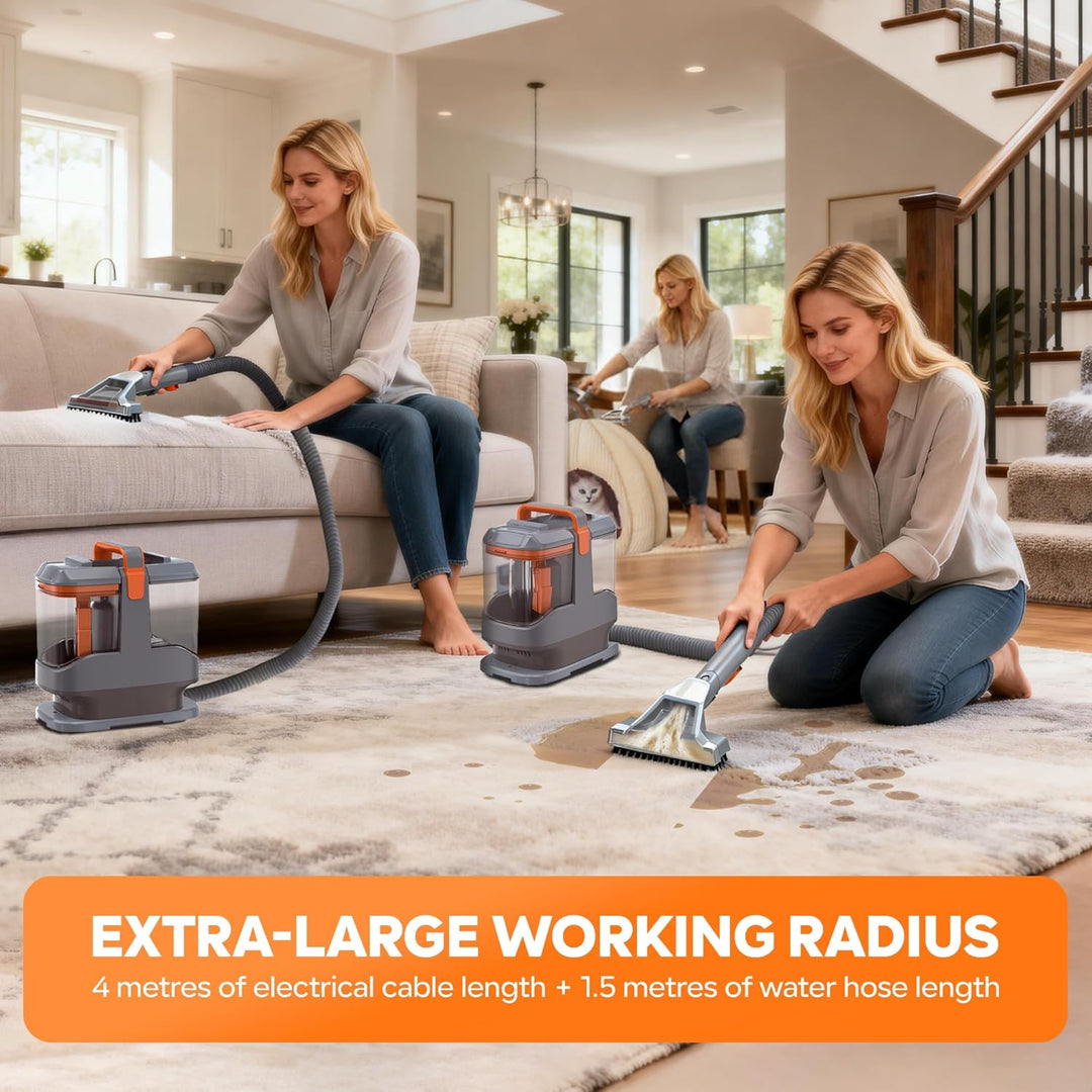 Polsterreiniger Gerät 450W 13kPa, Nasssauger Polsterreiniger für Sofa & Auto, Waschsauger Teppichrei