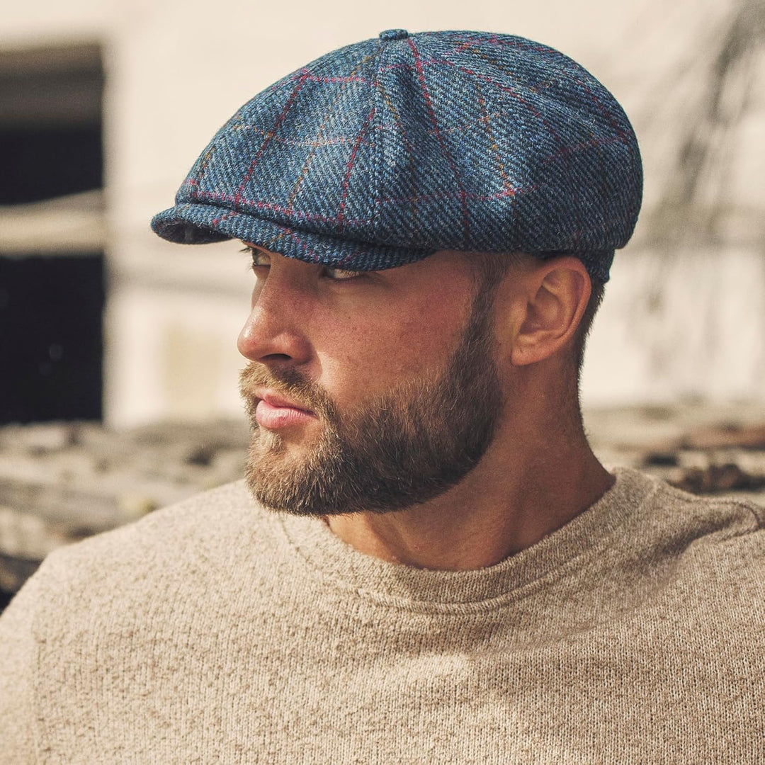 Sterkowski Shelby | 100% Harris Tweed Schiebermütze für Herren und Damen | Warm Elegant 8-Panel Zeit