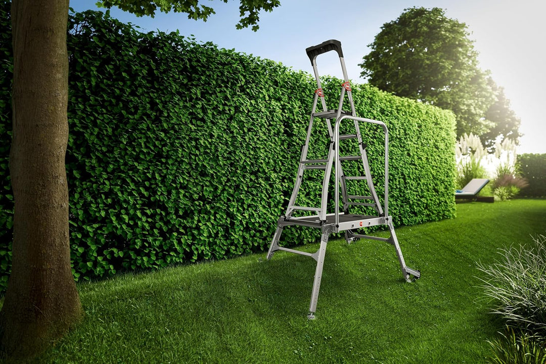 Hailo LP Outdoor Leiternpodest – rutschfeste Arbeitsplattform für Aussenbereiche - teleskopierbare F