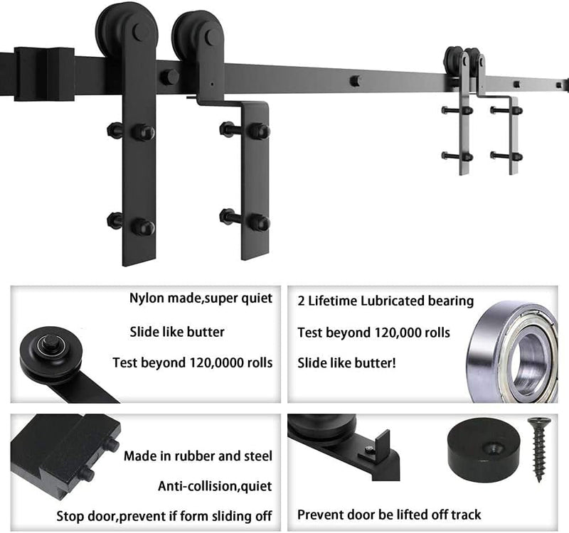 LWZH 4FT/122cm Scheunentor Kit Schiebetür Hardware Kit Scheunentor Beschläge Schiebetür Kit für Bypa