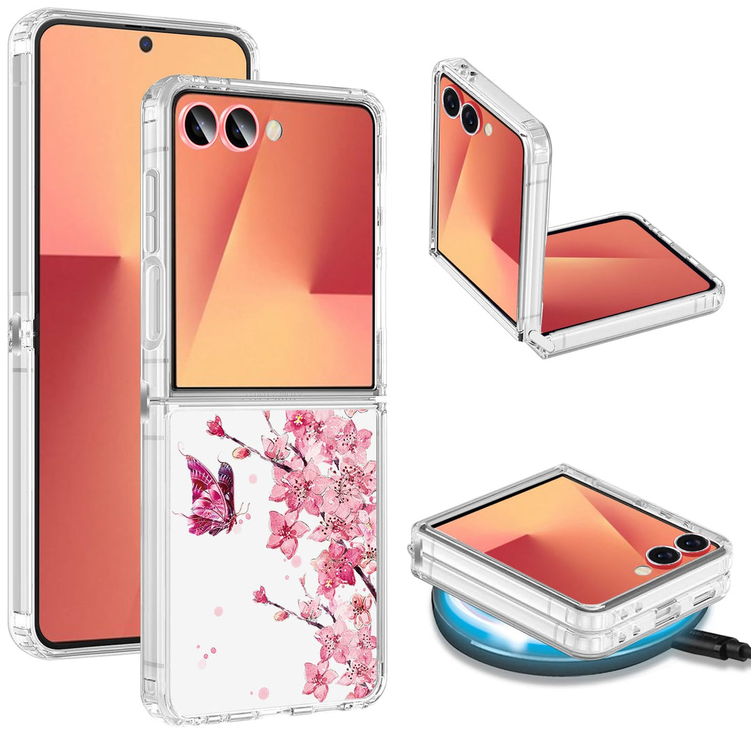 Galaxy Z Flip 7 Handyhülle für Samsung Galaxy Z Flip 7 Hülle 5G, Ultra Dünn Transparent Silikon Blum
