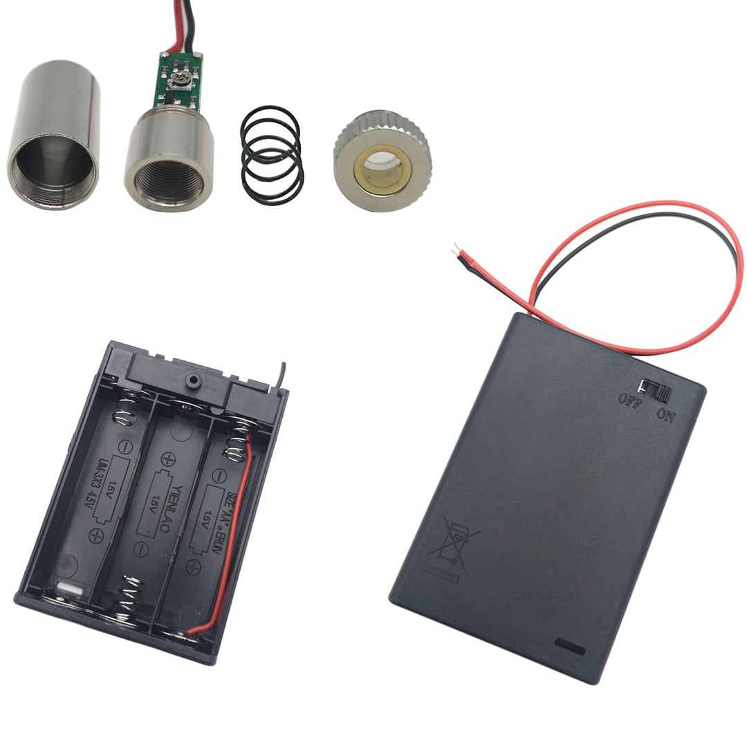 CTRICALVER 1 Pcs 520nm 3-5V Grün Laser-Dot-Modul-Diode mit Fahrer-Kunststoff-Objektiv + 1 pcs AA Bat