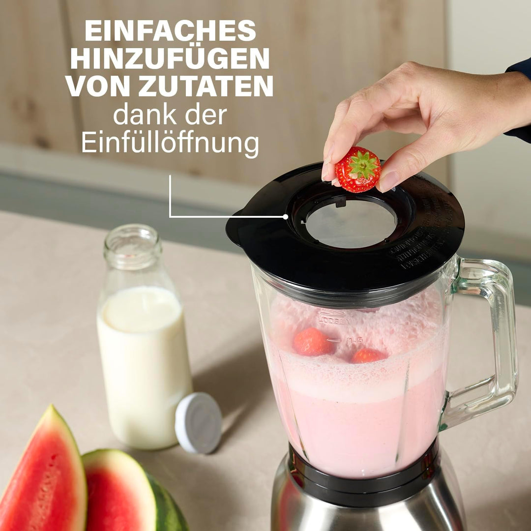 Princess Standmixer - 4 Geschwindigkeitsstufen, Impuls-Funktion, 6 Klingen, 1000 Watt, 1,5 Liter Gla